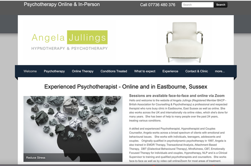 Angela Jullings, Psychotherapy website